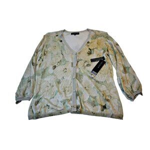 Jones New York Women's Floral Lightweight Sheer Cardigan Sz 1X